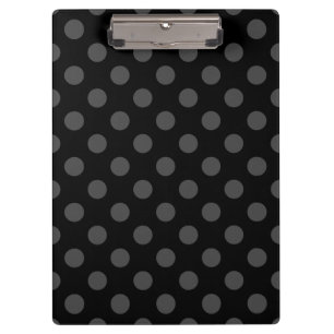 Carpeta De Pinza Pos de polka gris sobre negro