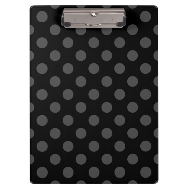 Carpeta De Pinza Pos de polka gris sobre negro (Anverso)