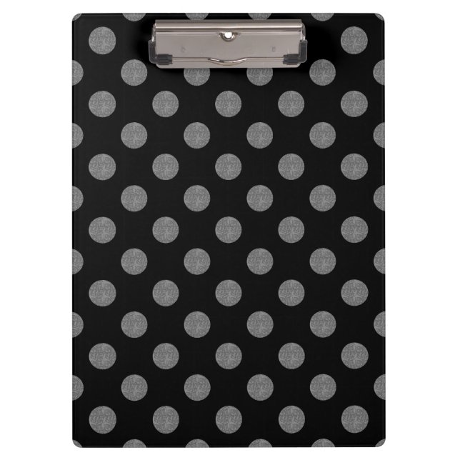 Carpeta De Pinza Pos de polka gris y negro (Anverso)