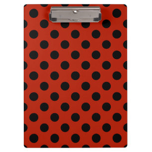 Carpeta De Pinza Pos de polka negra en rojo