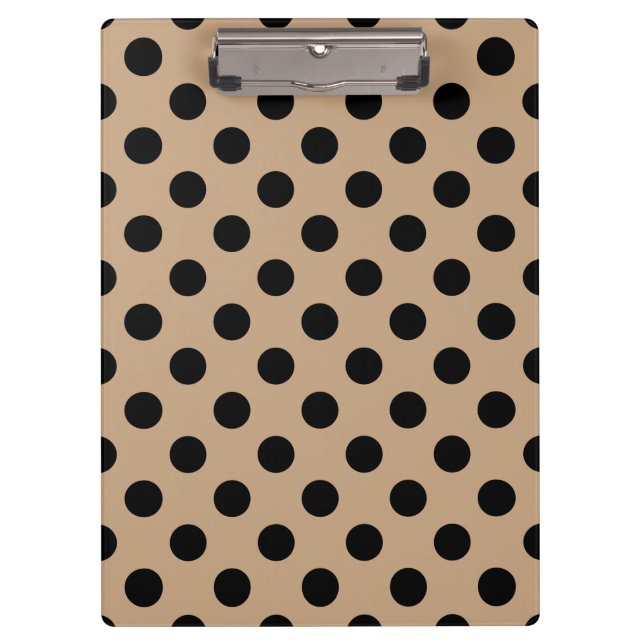 Carpeta De Pinza Pos de polka negro en beige (Anverso)