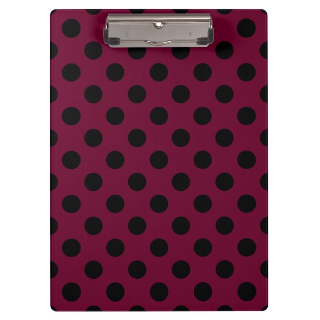 Carpeta De Pinza Pos de polka negro en burdeos (Anverso)