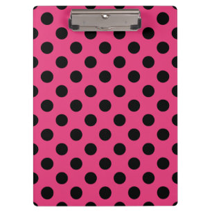 Carpeta De Pinza Pos de polka negro en fucsia