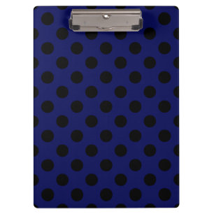 Carpeta De Pinza Pos de polka negro sobre azul marino