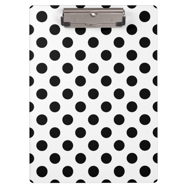 Carpeta De Pinza Pos de polka negro sobre blanco (Anverso)
