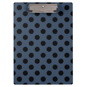 Carpeta De Pinza Pos de polka negro sobre gris-azul