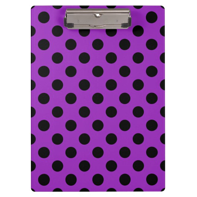 Carpeta De Pinza Pos de polka negro sobre morado (Anverso)