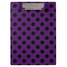 Carpeta De Pinza Pos de polka negro sobre púrpura de ciruela
