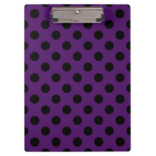 Carpeta De Pinza Pos de polka negro sobre púrpura de ciruela