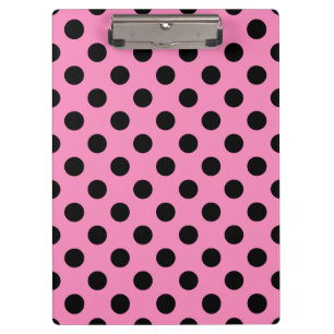 Carpeta De Pinza Pos de polka negro sobre rosa