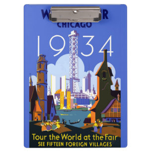 Carpeta De Pinza Poster de la Feria Mundial de Chicago 1934