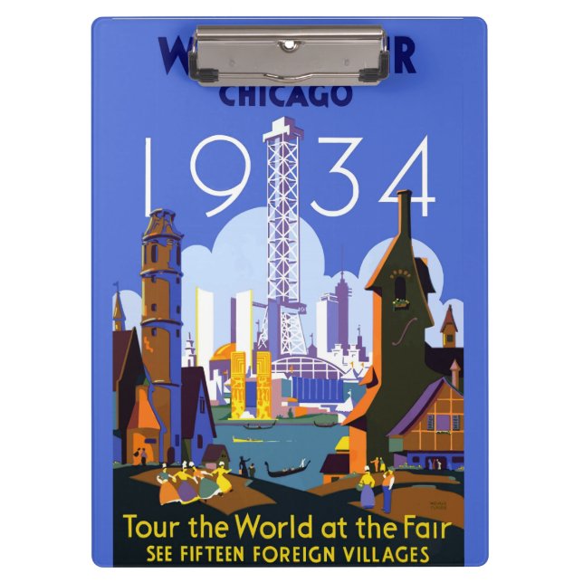 Carpeta De Pinza Poster de la Feria Mundial de Chicago 1934 (Anverso)
