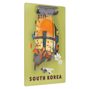 Carpeta De Pinza Póster de mapa ilustrado de Corea del Sur