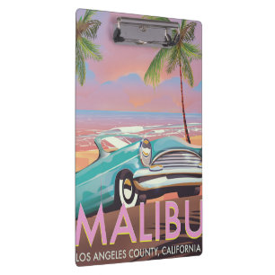 Carpeta De Pinza Póster de viaje de Malibú, Los Ángeles, California