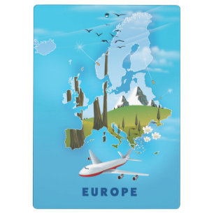 Carpeta De Pinza Póster de viaje del paisaje del mapa de Europa