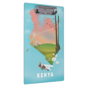 Carpeta De Pinza Póster de viaje ilustración del mapa de Kenia.