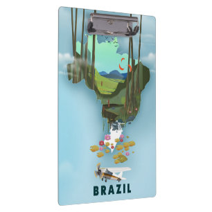 Carpeta De Pinza Póster de viaje ilustrado del mapa de Brasil