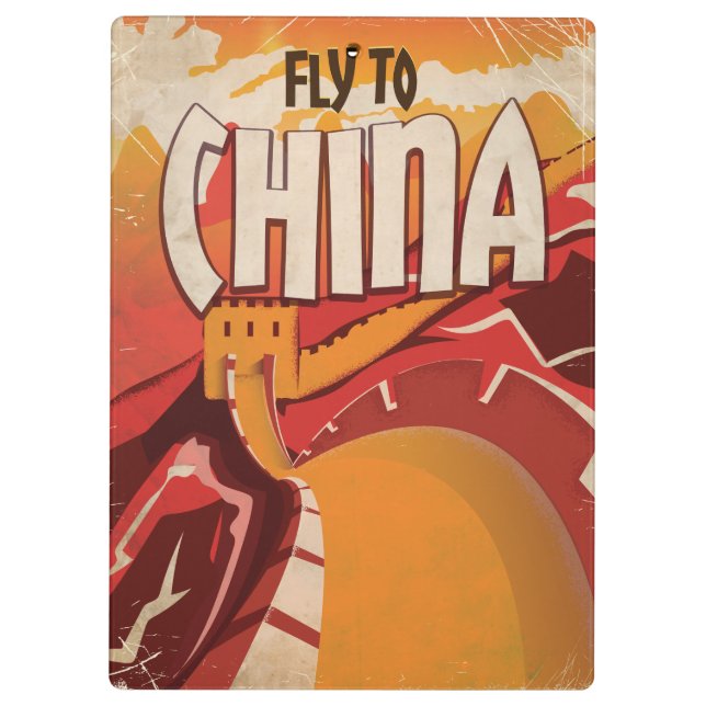 Carpeta De Pinza Poster De Viajes De Vuelo A China (Reverso)