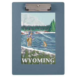 Carpeta De Pinza Poster del viaje de FishermanWyomingVintage de la