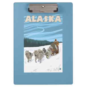 Carpeta De Pinza Poster del viaje del vintage de AlaskaDogsledding