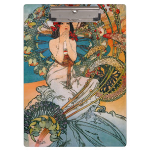 Carpeta De Pinza Póster Floral de Mujer Art Nouveau Vintage de Much