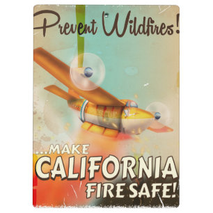 Carpeta De Pinza Póster vintage de seguridad contra incendios en Ca