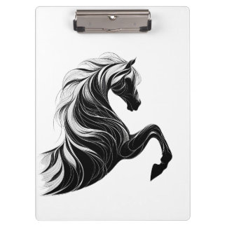 Carpeta De Pinza Pouch con diseño de caballos blancos y negros