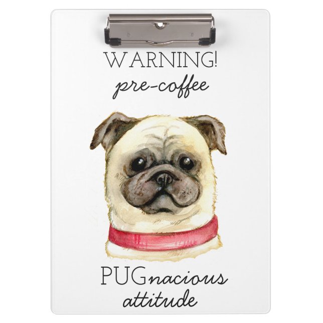 Carpeta De Pinza Precafé Actitud pugnante con Pug (Anverso)