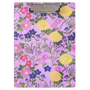Carpeta De Pinza Precioso patrón de flores vintage morado