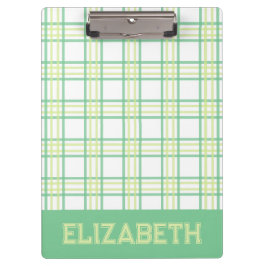 Carpeta De Pinza Preppy Plaid Green Lime Varsity Font School