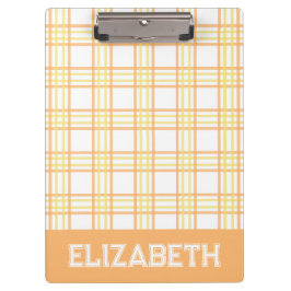 Carpeta De Pinza Preppy Plaid Orange Yellow Varsity Font School
