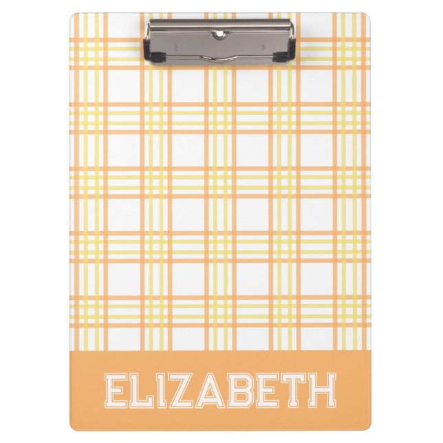 Carpeta De Pinza Preppy Plaid Orange Yellow Varsity Font School (Anverso)