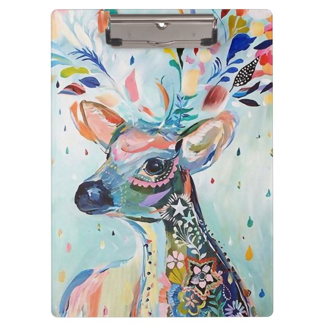 Carpeta De Pinza Pretty Modern Deer Art Flower Antlers (Anverso)