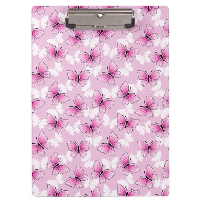 Carpeta De Pinza Pretty Pink Butterfly Clipboard (Anverso)