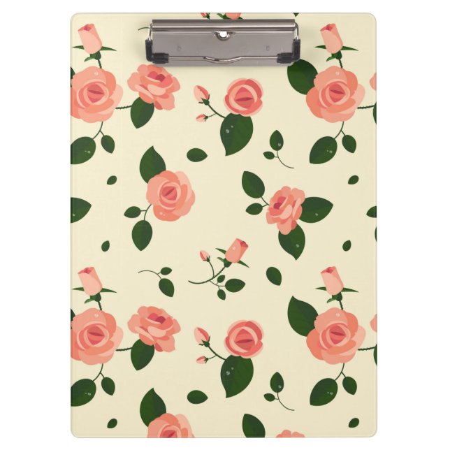Carpeta De Pinza Pretty Pink Roses Pastel Pink Pattern (Anverso)