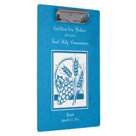 Carpeta De Pinza Primera Comunión del ahijado, Trigo, Uvas Azul