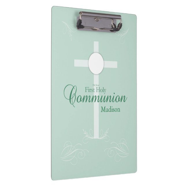 Carpeta De Pinza Primera comunión sagrada, guión en verde suave (Derecha)