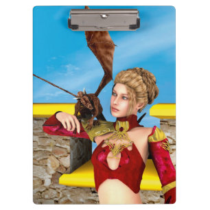 Carpeta De Pinza Princesa Dragón Fantasía Arte Digital