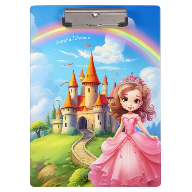 Carpeta De Pinza Princesa linda personalizada en un castillo de cue (Anverso)