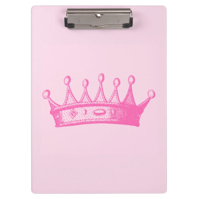 Carpeta De Pinza Princesa magenta Crown en fondo rosado (Anverso)