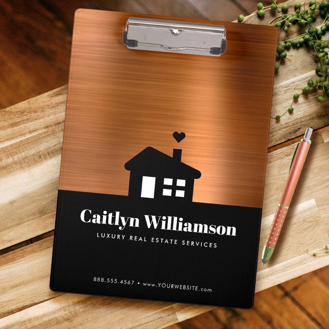 Carpeta De Pinza Profesional de Copper Black Real Estate Broker Hou (Subido por el creador)