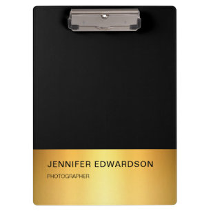 Carpeta De Pinza Profesional moderno y elegante en negro y oro