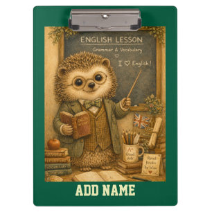 Carpeta De Pinza Profesor de inglés erizo vintage