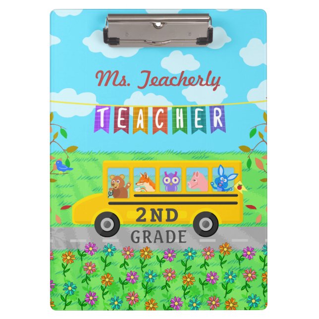 Carpeta De Pinza Profesor Gracias Nombre Personalizado| Animales de (Anverso)