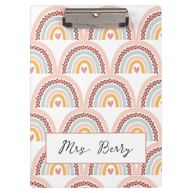 Carpeta De Pinza Profesor moderno arcoiris agrega tu nombre (Anverso)