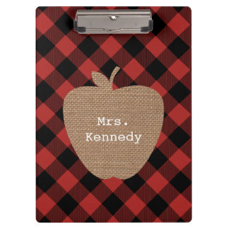 Carpeta De Pinza Profesor personalizado arpillera Apple de la tela