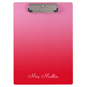 Carpeta De Pinza Profesor personalizado de degradado rosa y rojo