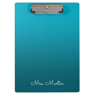 Carpeta De Pinza Profesor personalizado de degradado Verde azulado