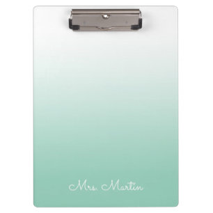 Carpeta De Pinza Profesor Personalizado Gradiente Verde Teal Claro