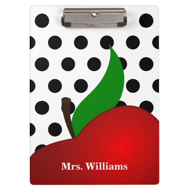 Carpeta De Pinza Profesor rojo personalizado de Apple del lunar (Anverso)